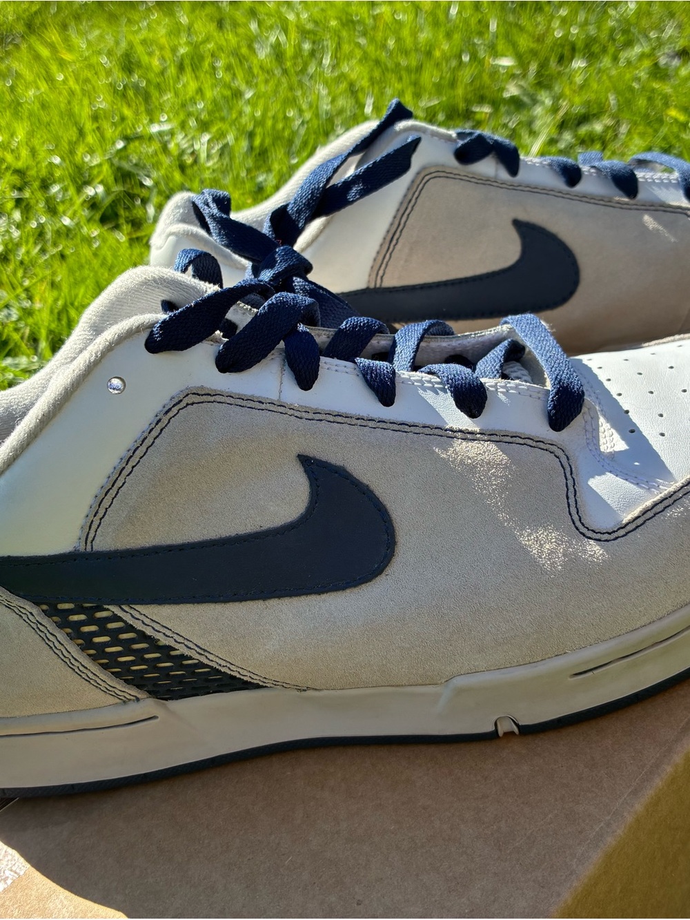Vintage Nike Banger Skate Shoes Size 11 White Gray Navy 314235-042